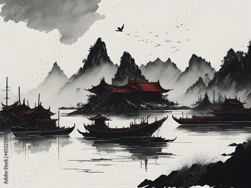 muted chinese ink painting