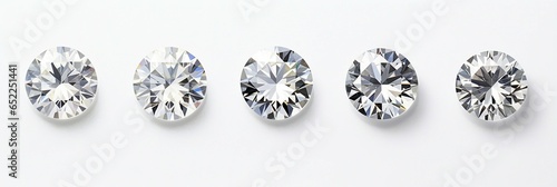 Five different types of diamonds on a white background