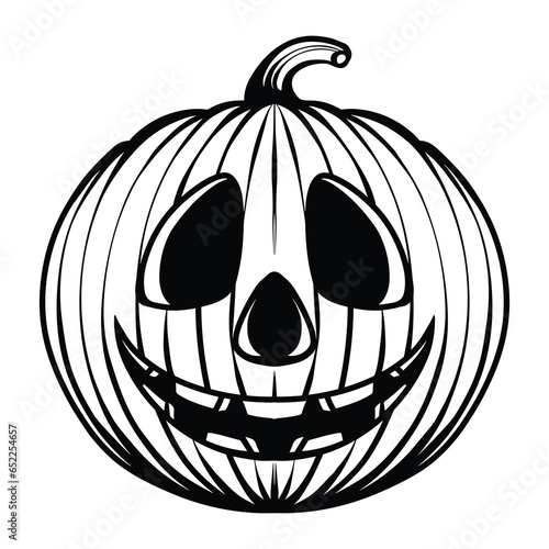 A coloring book page drawing of a Jack O Lantern Halloween pumpkin