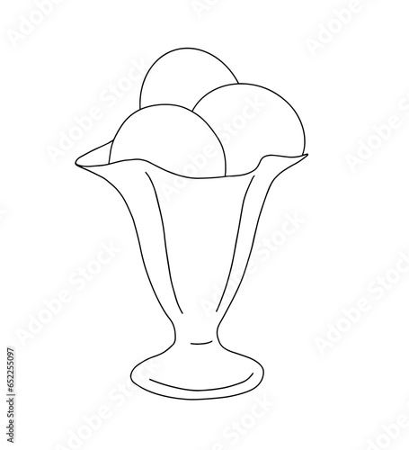 Vector illustration of ice cream. Hand-drawn, Linart. Isolated background. Perfect for menus, postcards, prints, patterns and your web design ideas. photo