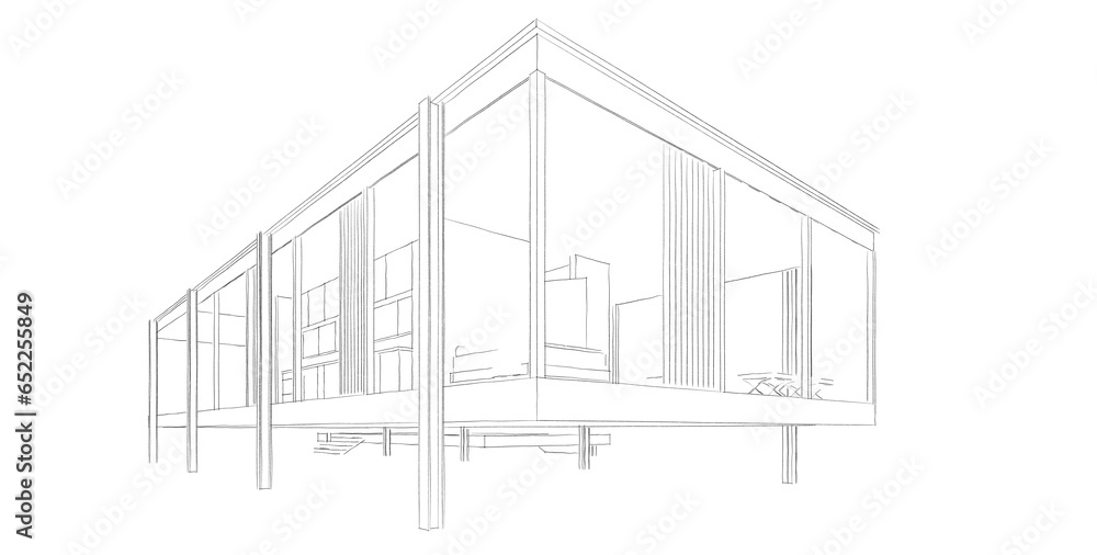 sketch of modern house