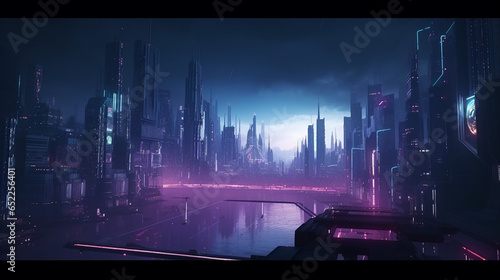 A futuristic cityscape on a distant planet