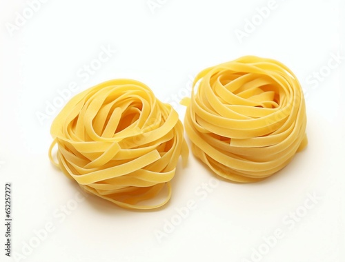 Two pasta pieces on a clean white background