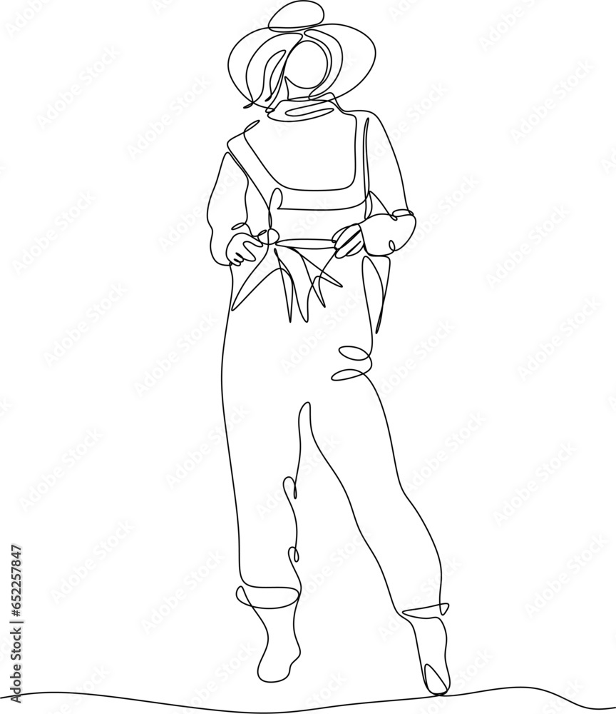 continuous line drawing farmer with vegetables vector illustration simple