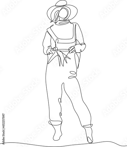 continuous line drawing farmer with vegetables vector illustration simple