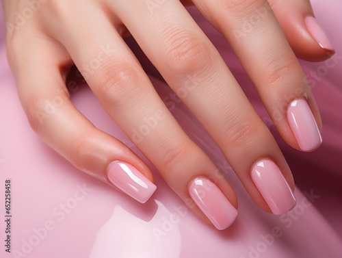 Nails cared for soft hand skin. Beauty treatment.