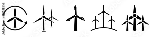 Wind energy icon vector set. Windmill illustration sign collection. Wind power plant symbol. Alternative energy logo.