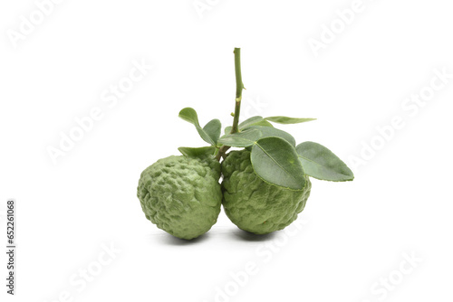  Kaffir lime isolated on white background,popular fruit in Thailand, herb ,clipping path photo