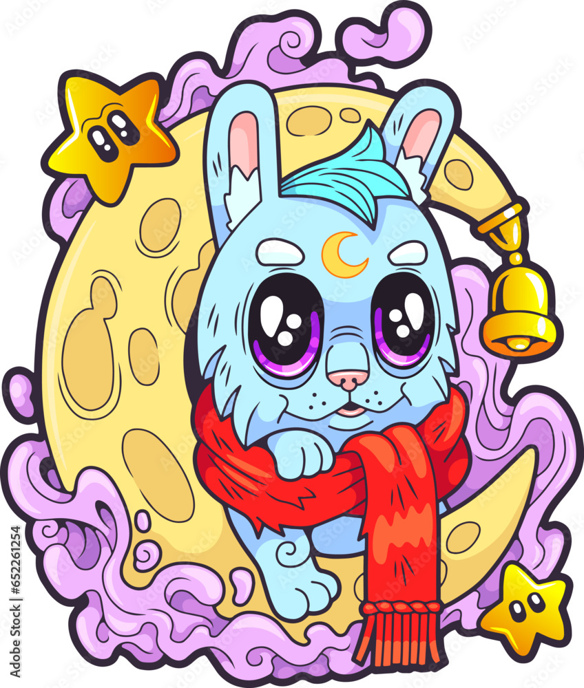 cute little moon rabbit, illustration design cute little moon rabbit, illustration design