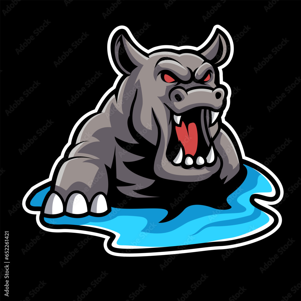 Fototapeta premium Hippo e-sport logo mascot design