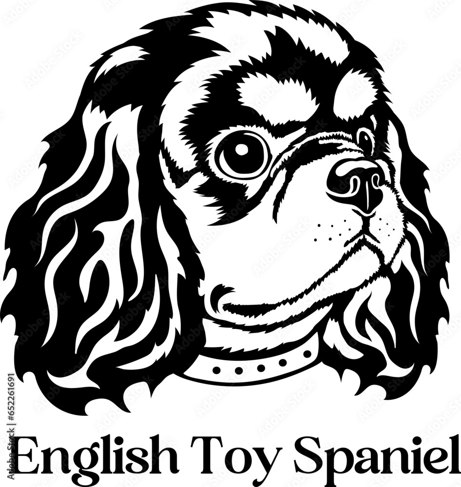 Obraz premium English Toy Spaniel Dog silhouette monogram Dog breed. Dog face 