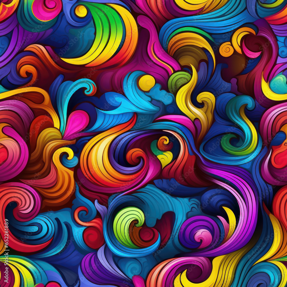 Seamless Psychedelic Textile illustration abstract floral texture patterns for fabric digital print. Generative AI Seamless Psychedelic Textile illustration abstract floral texture patterns for fabric digital print. Generative AI