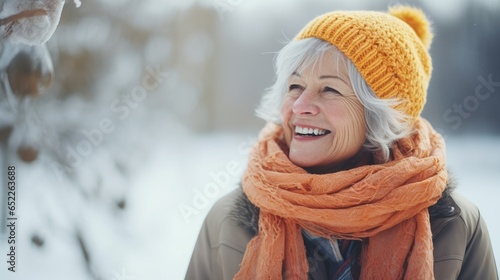 Older woman portrait in winter photo
