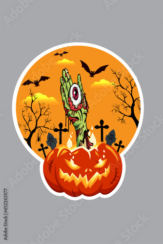 Halloween  sticker with pumpkin