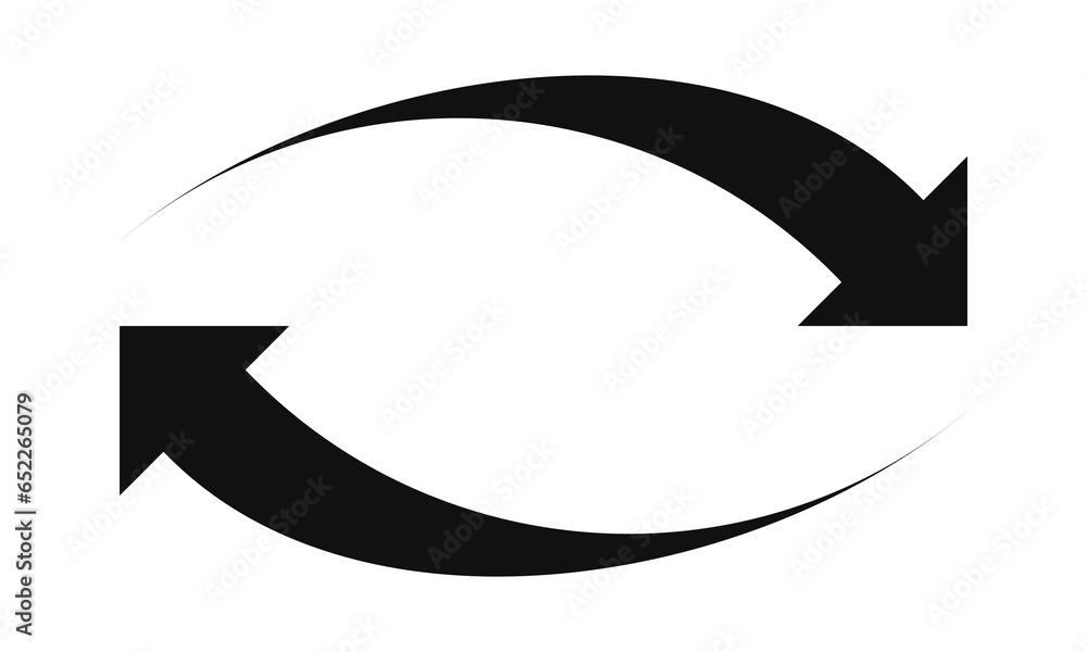 Left Right Curved Arrows Silhouette Icon Left Right Curved Arrows Silhouette Icon