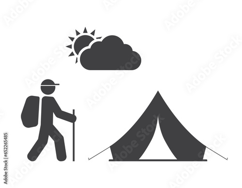 tourist with tent icon