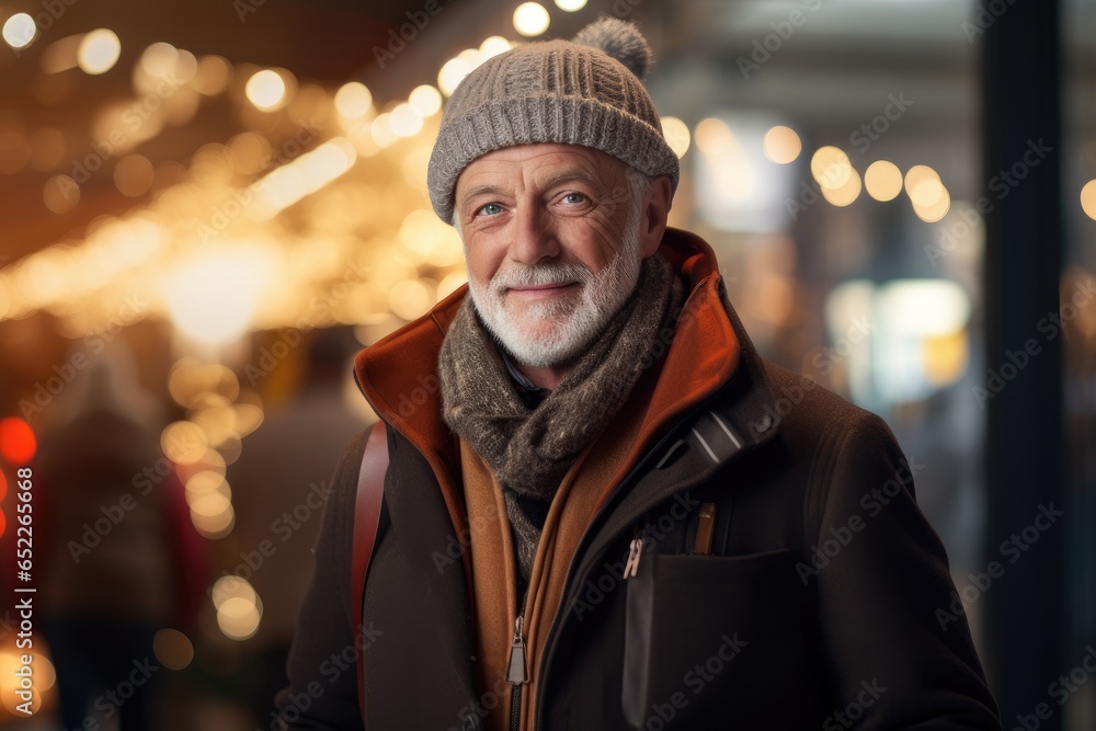 Portrait of senior man shopping in winter Portrait of senior man shopping in winter