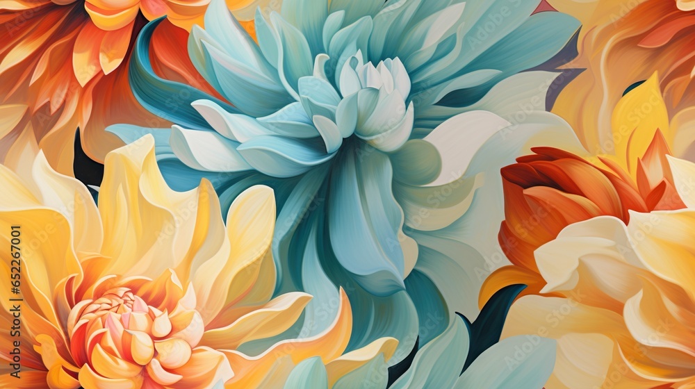 a painting of a bunch of flowers on a black background. generative ai a painting of a bunch of flowers on a black background. generative ai