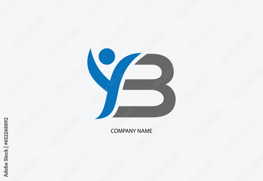 Human with letter B logo design concept template Human with letter B logo design concept template