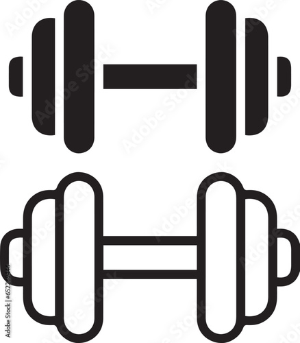 Vector design of black dumbbells icons on a white background