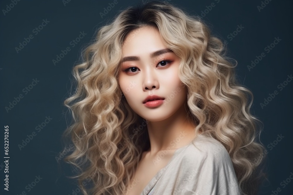 Fototapeta premium Young asian beauty woman, korean makeup style. Generative Ai