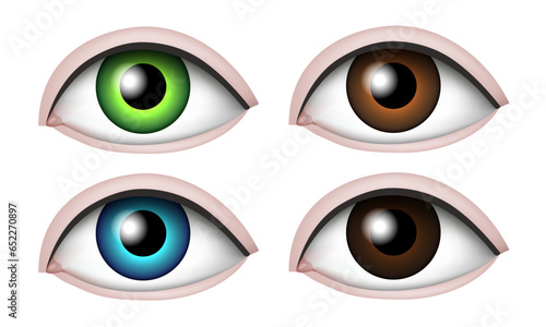 Eyes sticker. Set of multi-colored eyes. Vector clipart.