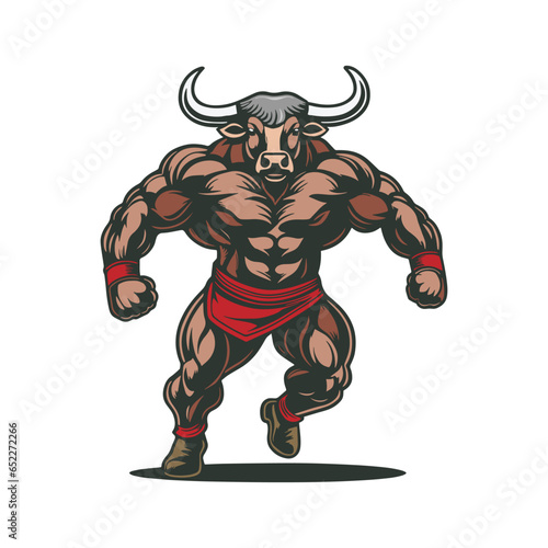 bull fitness mascot logo vector icon