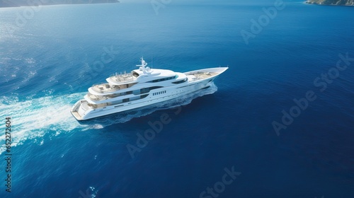 Huge Yacht in the Ocean Navigating. Professional Shot made with a Drone.  © Boss