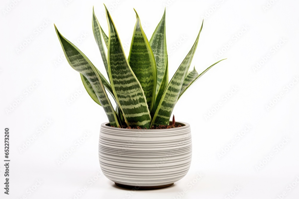 A decorative potted Sansevieria, also known as the mother-in-law's tongue, adding a touch of green to any room. A decorative potted Sansevieria, also known as the mother-in-law's tongue, adding a touch of green to any room.
