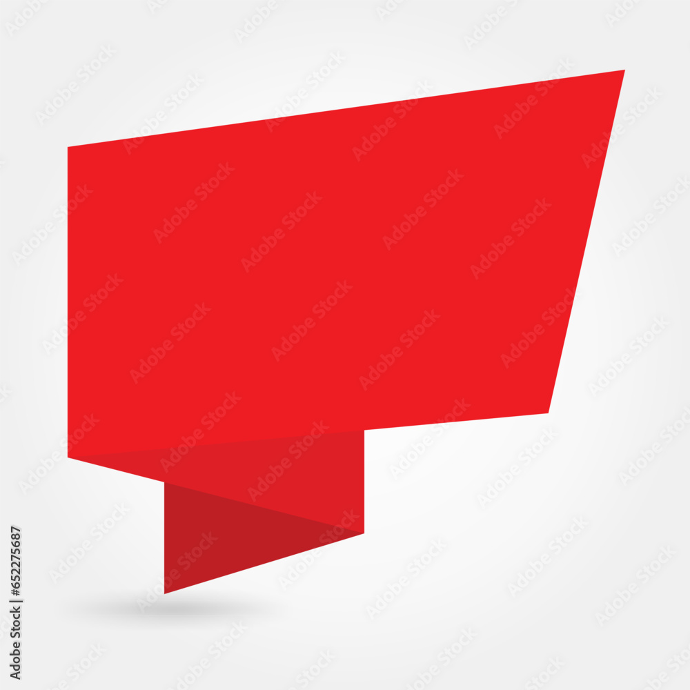Red banner in speech bubble style, isolated on a white, blank background Red banner in speech bubble style, isolated on a white, blank background