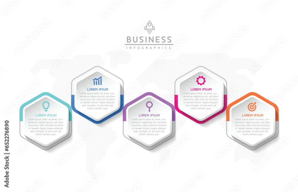 Vector infographic business presentation template connected with 5 options Vector infographic business presentation template connected with 5 options