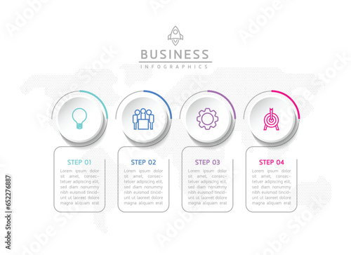 Vector infographic business presentation template with circular interconnection with 4 options.