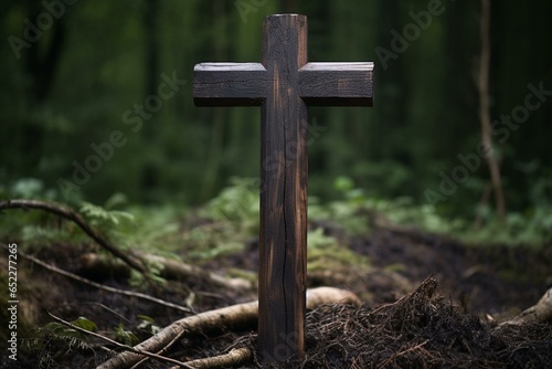 Solitary planked cross. Generative AI