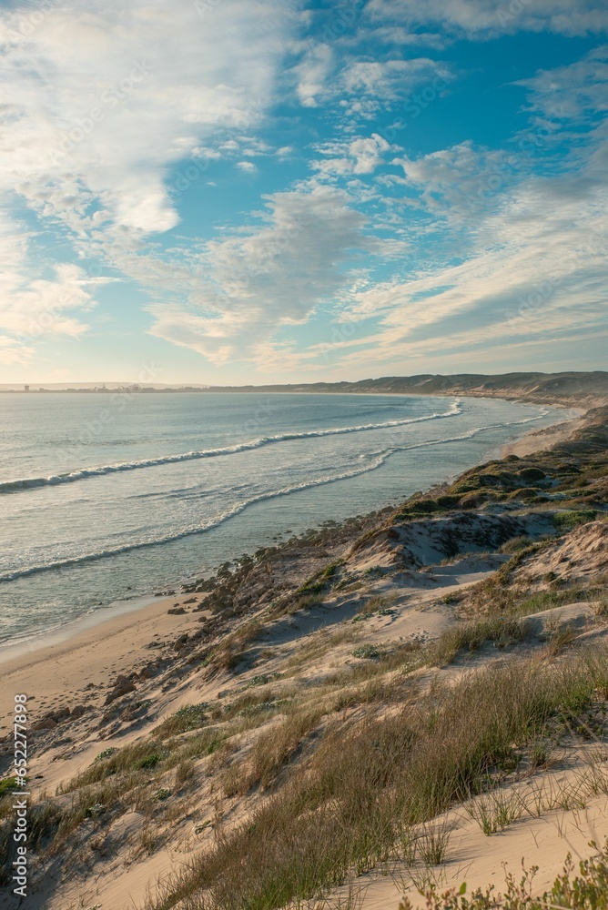 Vertical of sea waves against the beach in Langebaan, Saldanha, Near Cape Town, South Africa Vertical of sea waves against the beach in Langebaan, Saldanha, Near Cape Town, South Africa