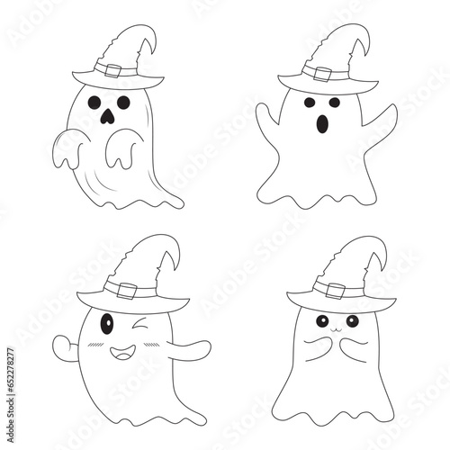 Set of cute halloween ghost