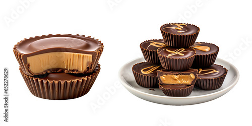 Peanut Butter Cup, transparent background, isolated image, generative AI
