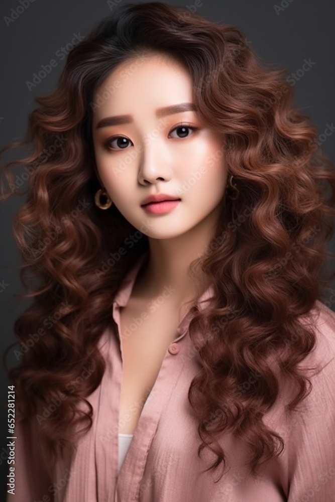 Fototapeta premium Young asian beauty woman, korean makeup style. Generative Ai