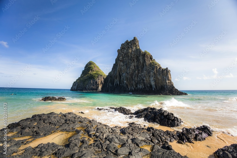 Beautiful rock formation at tropical beach