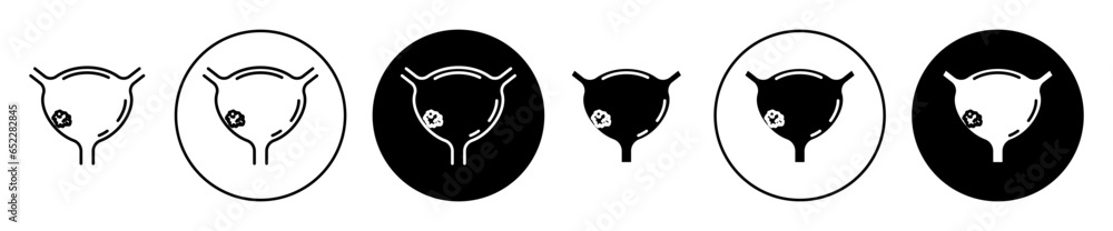 Bladder cancer icon set in black filled and outlined style. suitable for UI designs - obrazy, fototapety, plakaty 