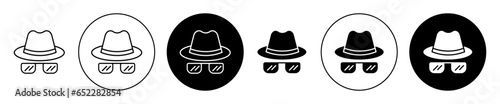 Spy icon set in black filled and outlined style. suitable for UI designs