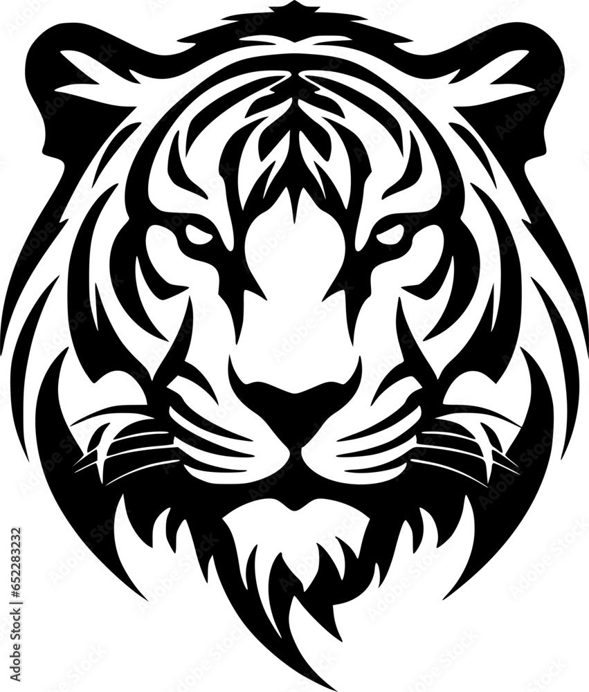 Tiger | Black and White Vector illustration