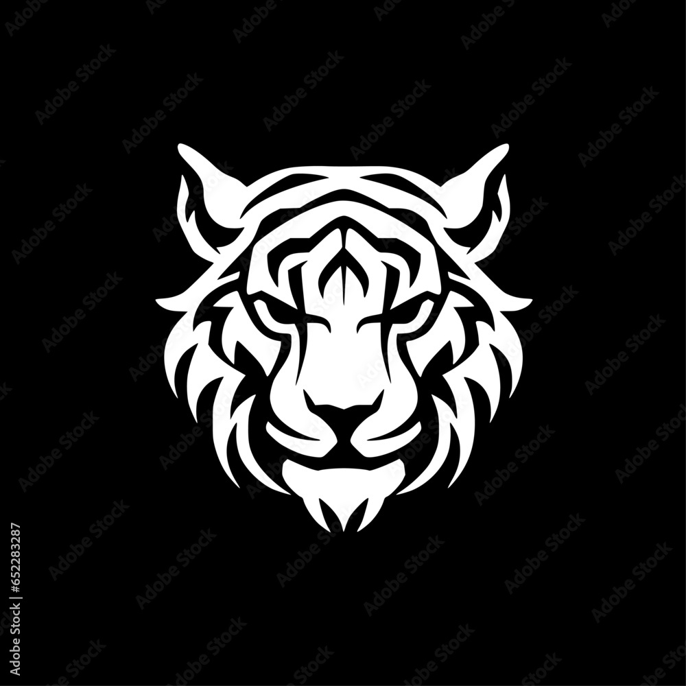 Tiger | Black and White Vector illustration Tiger | Black and White Vector illustration