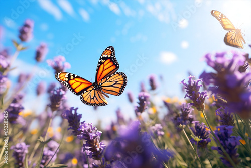 Nature purple flower plant butterfly macro blue beauty field lavender summer garden violet © VICHIZH