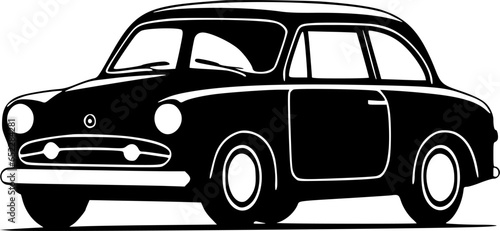 Car - Black and White Isolated Icon - Vector illustration