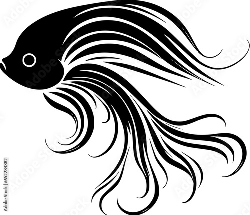 Fish - Black and White Isolated Icon - Vector illustration