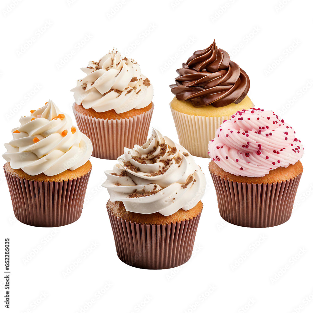 Cupcakes, transparent background, isolated image, generative AI
Cupcakes, transparent background, isolated image, generative AI