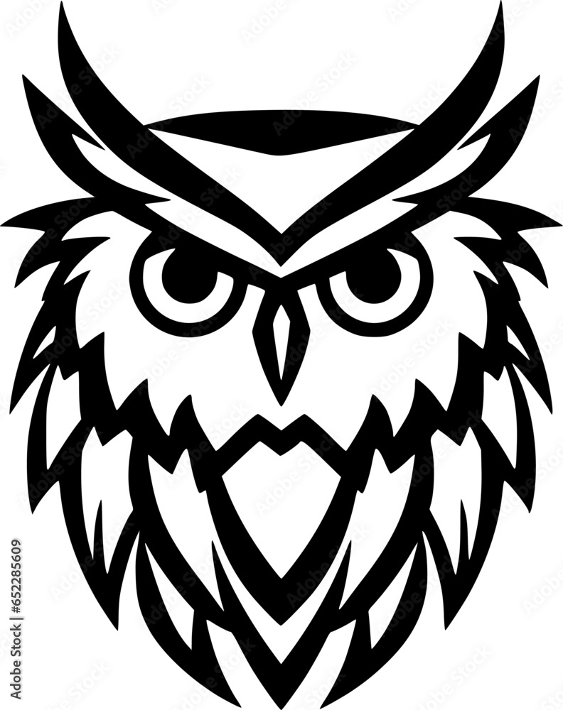 Fototapeta premium Owl | Black and White Vector illustration