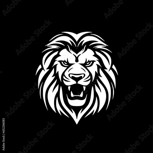 Lion - Black and White Isolated Icon - Vector illustration