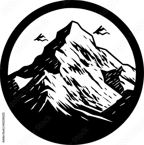 Mountain Range - Black and White Isolated Icon - Vector illustration