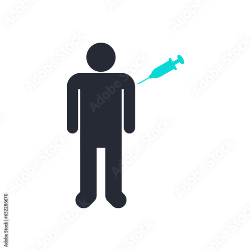 Illustration of a Person Getting Vaccinated Vector Silhouette Icon.